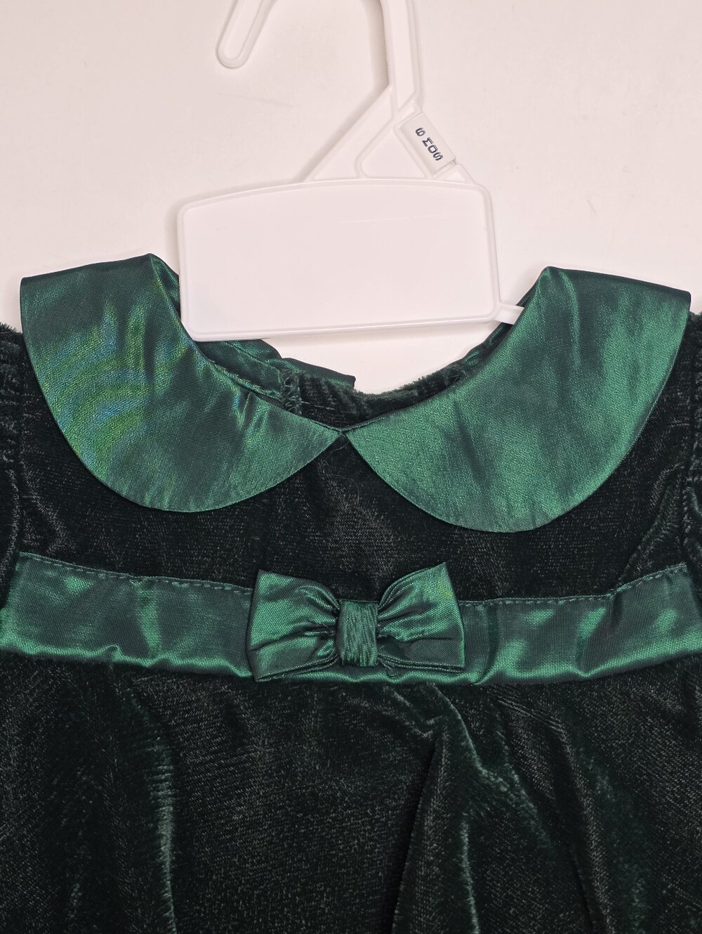 Vintage Kids Bonnie Baby Green Velvet & Taffeta Formal Party Dress Girls 3m - 6m - Picture 3 of 8